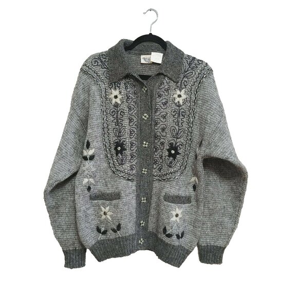 Huntington Ridge Wool Blend Cardigan Womens Sz Medium Vtg Grannycore Teachercore - Picture 1 of 5